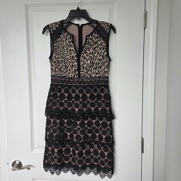 Modern Vtg Y2K Nanette Lepore Wmn Sz2 Lace with Leopard Print Romantic Feminine - Picture 1 of 5